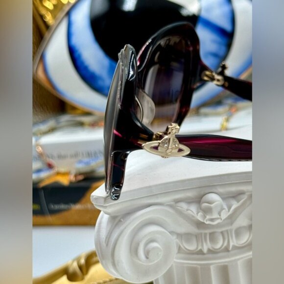 🆕VIVIENNE WESTWOOD🧿NWOT VW827 Striped Purple Acetate Butterfly Shaped Sunglass - Picture 13 of 16
